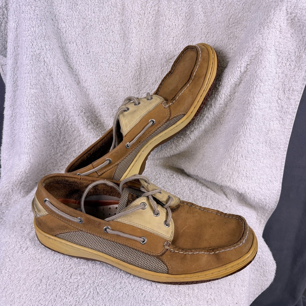Sperry Top-Sider Boat Shoes‎ Mens 13 Tan Brown Leather Mesh Billfish 0799023